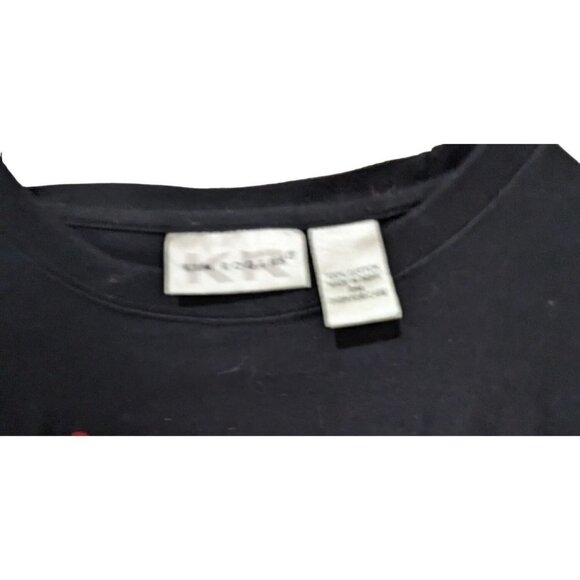 KIM ROGERS CASUAL KNIT TOP-Size PM SHORT SLEEVE- Black Red Poppy - Picture 7 of 7